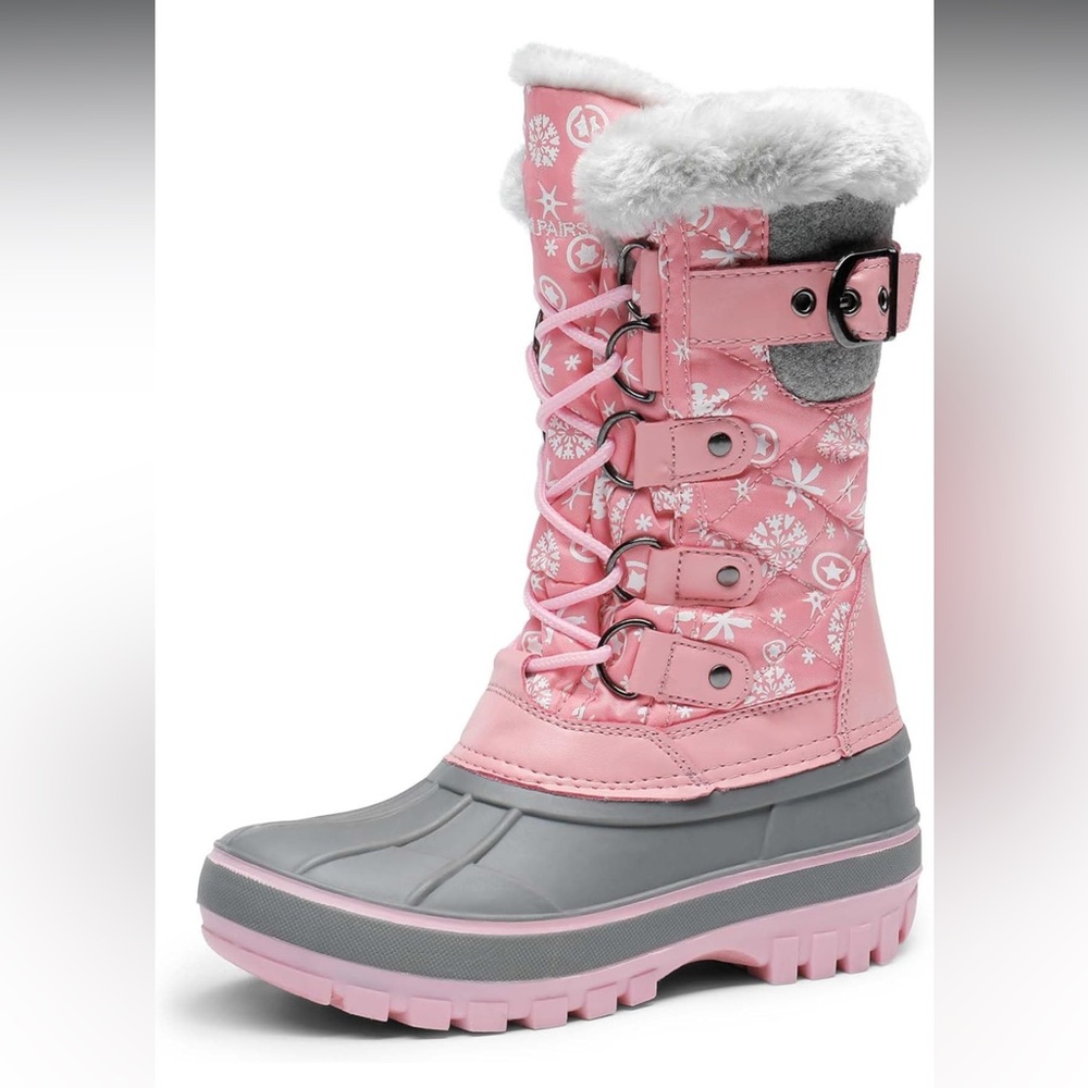 Pink and Gray Snow Boots